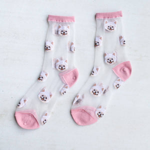 Dog Mesh Pink Socks