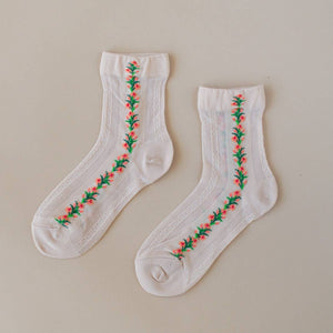 Alicia Floral Mesh Socks, High Socks