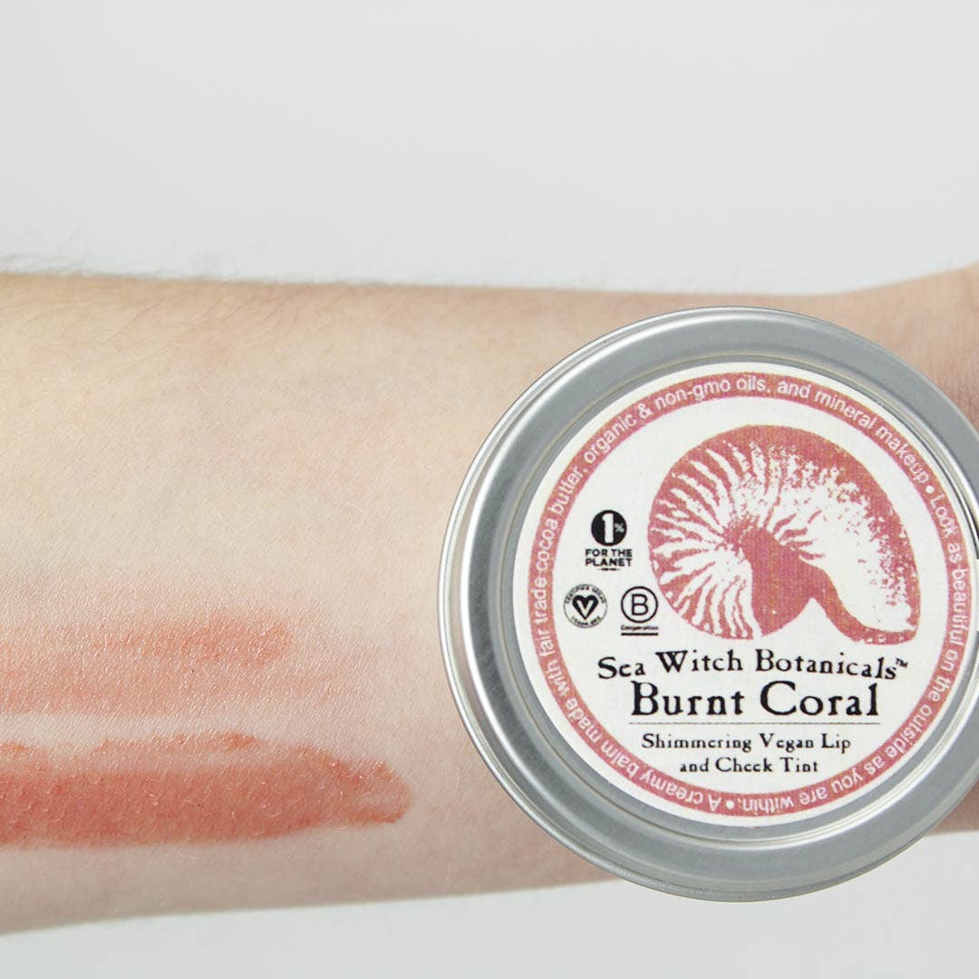 Sea Witch Botanicals Lip and Cheek Tint Burnt Coral Shimmer