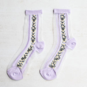Lavender Mesh Daisy Socks