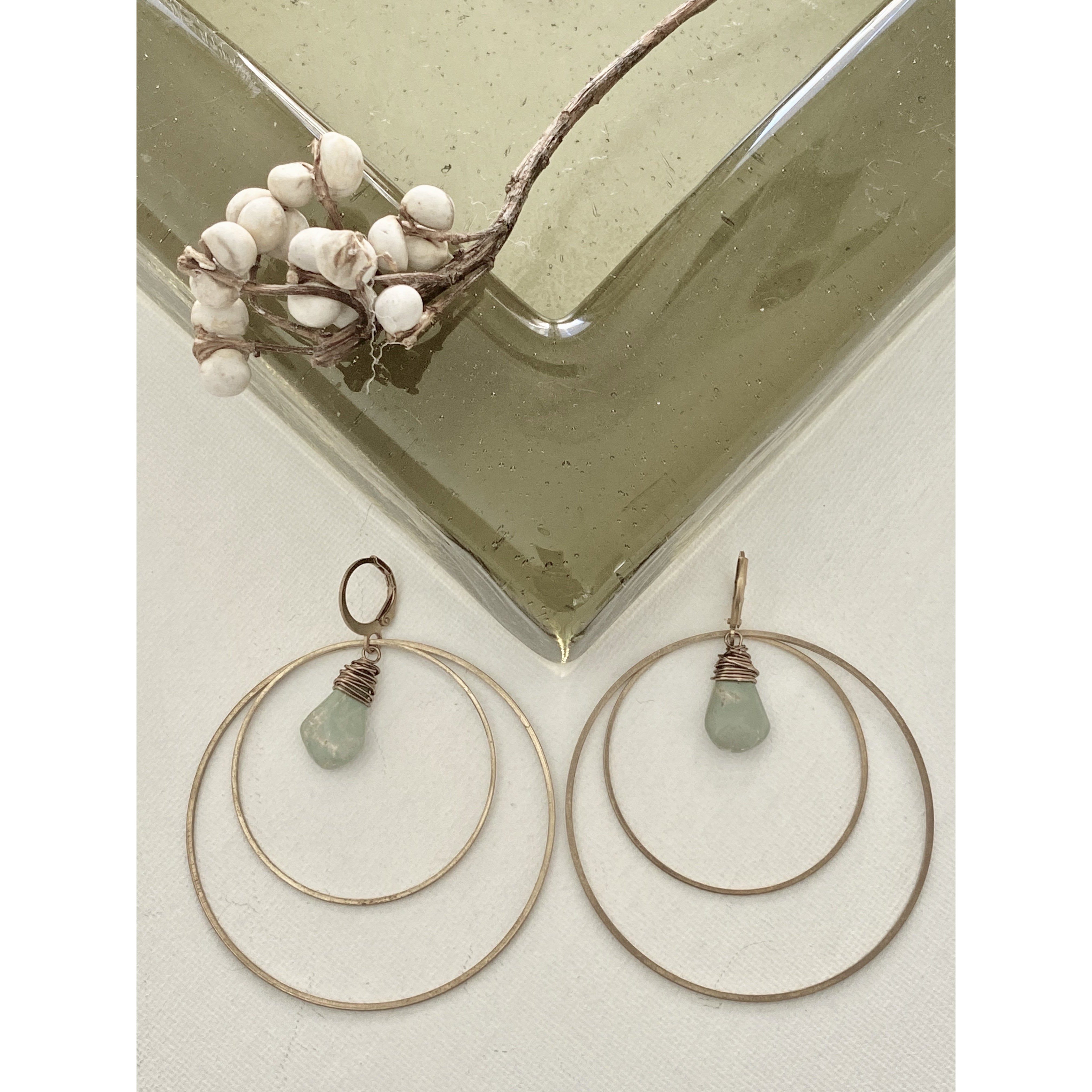 Turquoise Stone Orbit Hoop Earrings