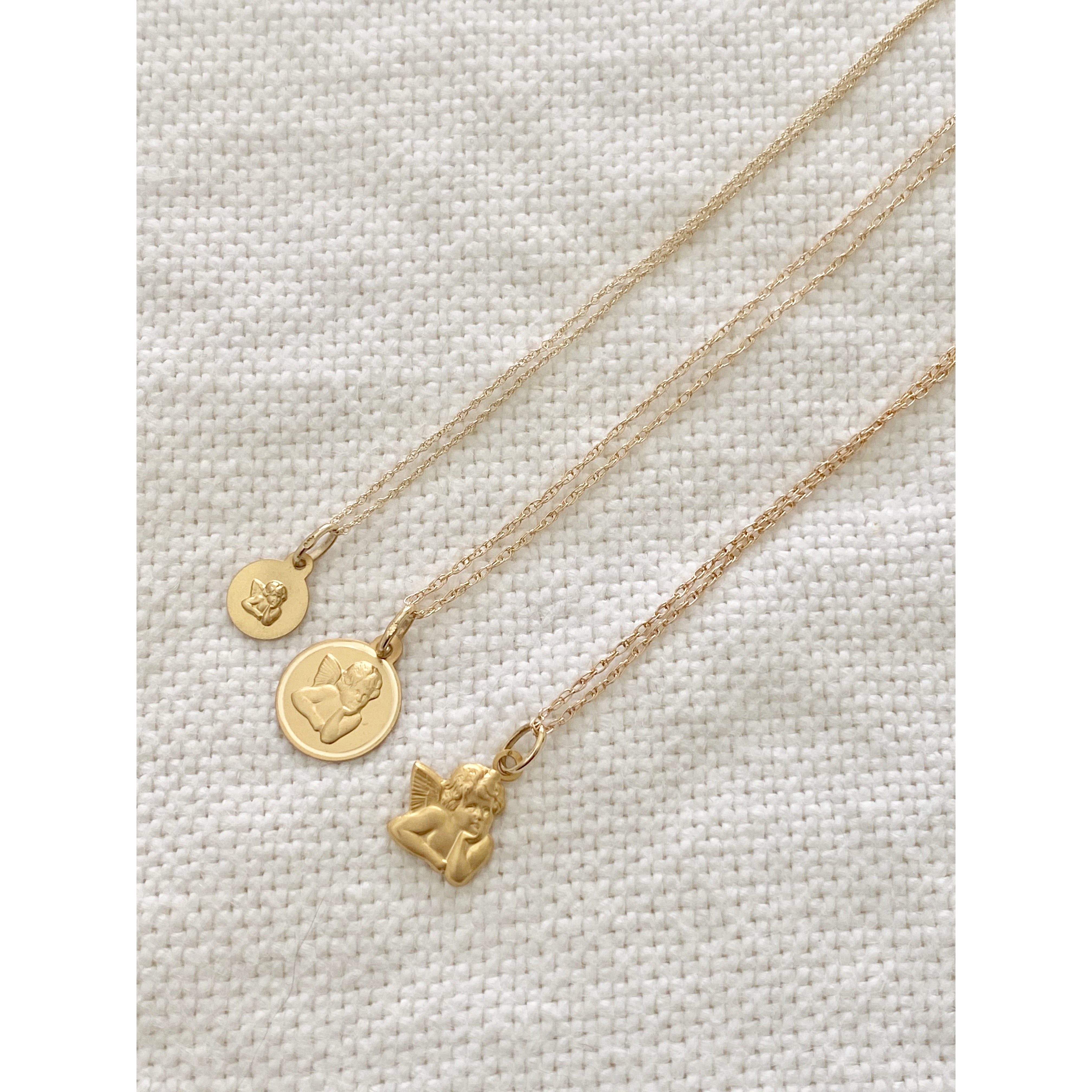 Three Golden Angel Medallion Necklaces